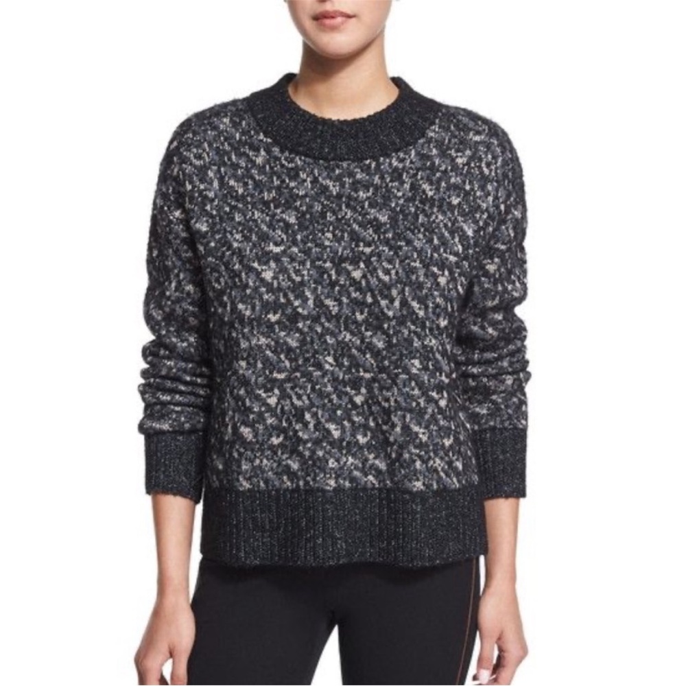 rag & bone Black and Gray Marled Crewneck Sweater - S